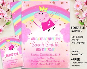 Peppa Pig Invitation Download Etsy