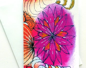 Handmade card, modern, party invite. Greetings card, Birthday, Anniversary. Printed from my original painting
