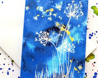 Handmade cards, printed from my original painting Starry Night. Set of 2. Birthday, anniversary, valentine