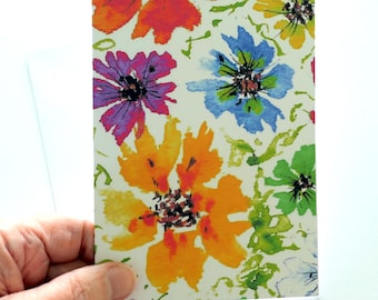 Floral Art Card, Greetings card, Birthday, Anniversary. Handmade, printed from my original painting