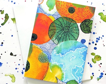 Art Card, Greetings card, Birthday, Anniversary. Handmade, printed from my original painting. Abstract geometric.