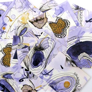 Papiers autocollants pour le scrapbooking, le bricolage, le collage, les projets artistiques, les journaux indésirables. Sensation violette. Ma peinture originale à l'aquarelle. Lot de 20