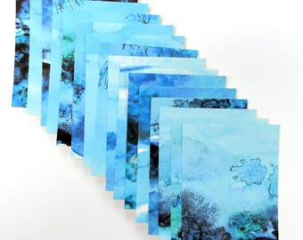 Sticker papers for Scrapbooking, crafts, Collage, art projects. Stickers for your Journals. From an original Watercolour painting. Set of 16
