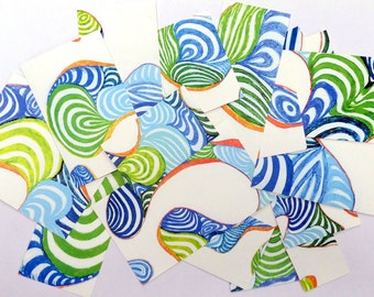 Curvy Tangle Stickers: Watercolor Art Paper for Scrapbooking (20)