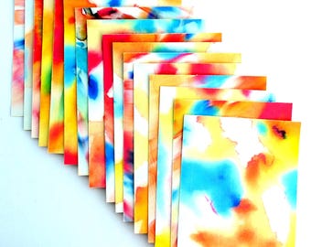 Colour Splash Stickers: Abstract Watercolor Scrapbook Paper, journaling, collage, decoupage papers. Ephemera.