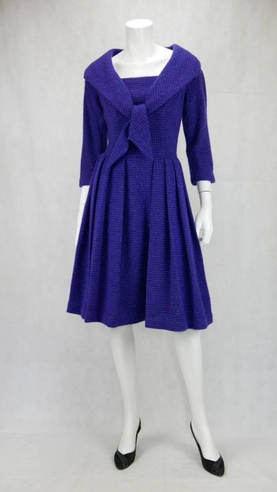 1960s Blue tweed dress