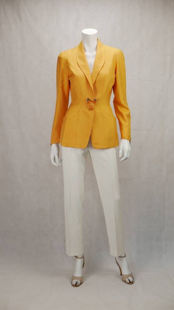 Thierry Mugler yellow silk blazer