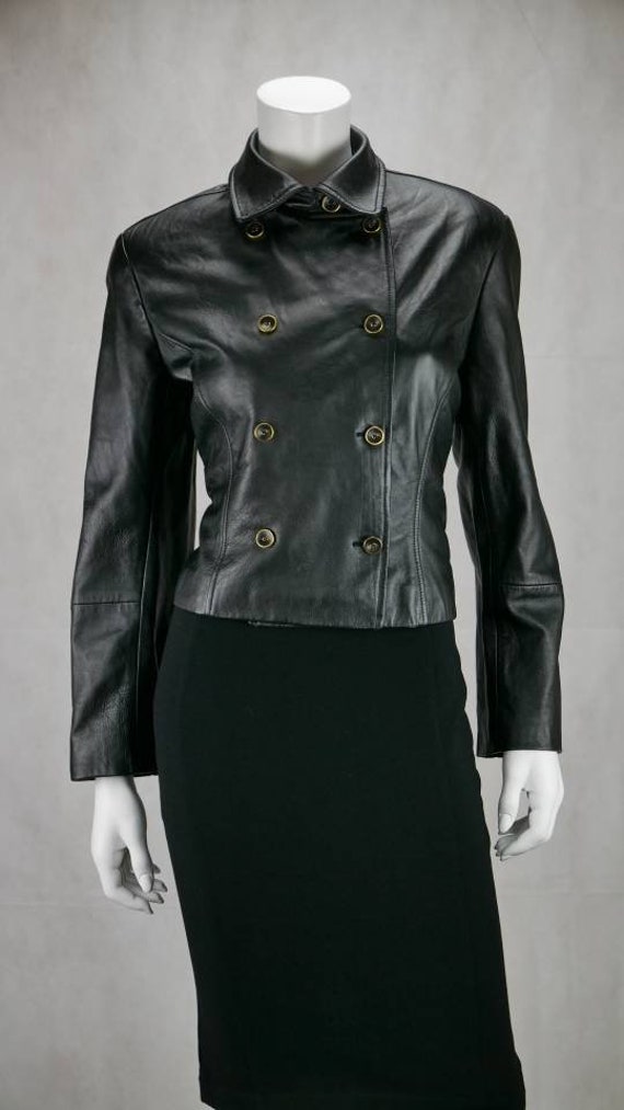 1990's Kenzo Jeans embroidered leather jacket