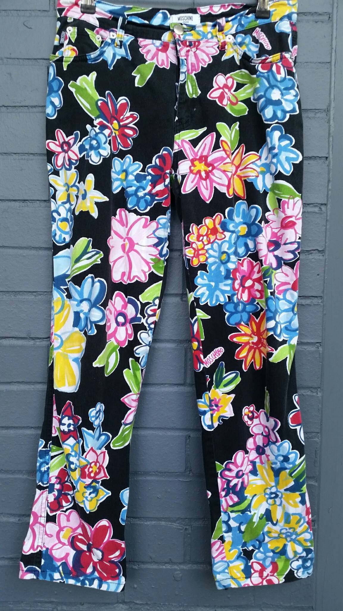 1990s Moschino Flower Power Jeans | Etsy