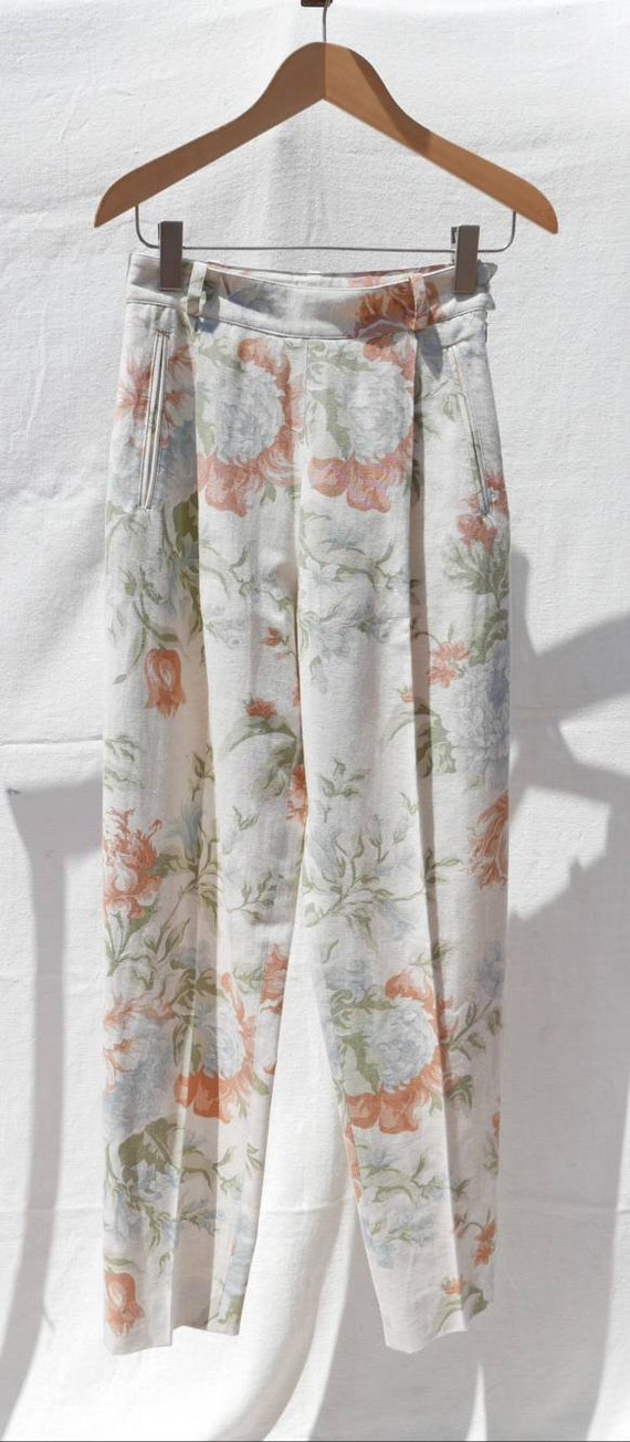 1980s Burberry floral trousers