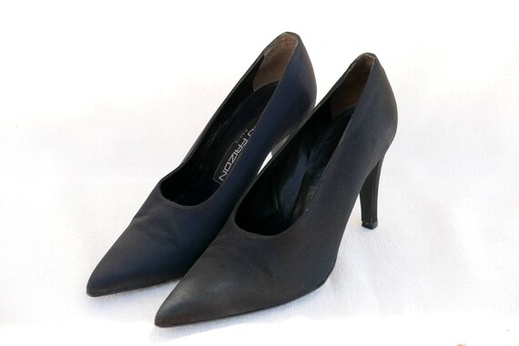 90s Maud Frizon black satin heels