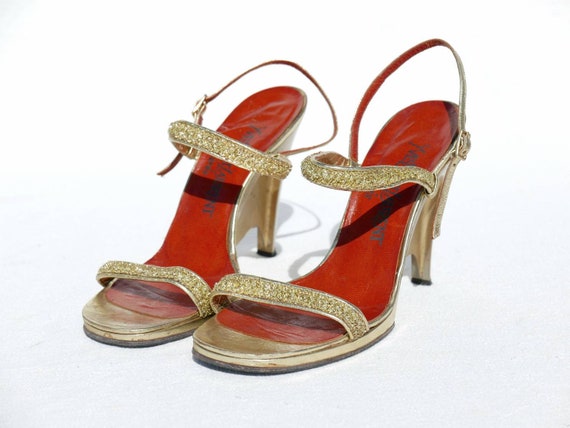 1970s Yves Saint Laurent gold platforms