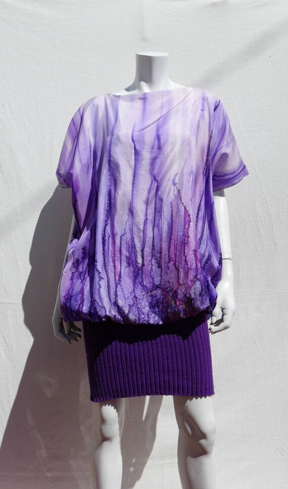 1980's hand painted silk dress