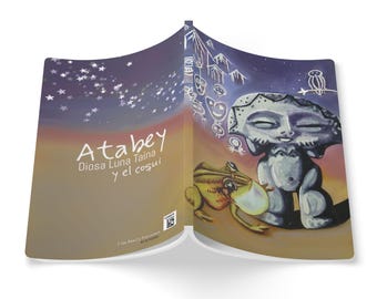 Atabey Moon Goddess and Coquí frog from Puerto Rico, a tribe of gerogliphs reflecting Puerto Rican Taíno mythology in a mistical night