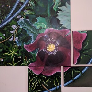 Red Poppy Triptych Acrylic Painting - Colorful Floral Wall Art, Canvas Decor, Modern Home Decor, Gift for Nature Lovers