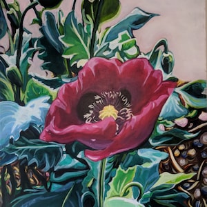 Red Poppy Flower Acrylic Painting | Bright Floral Art for Home Decor & Gift Idea | Colorful Wall Art on Canvas