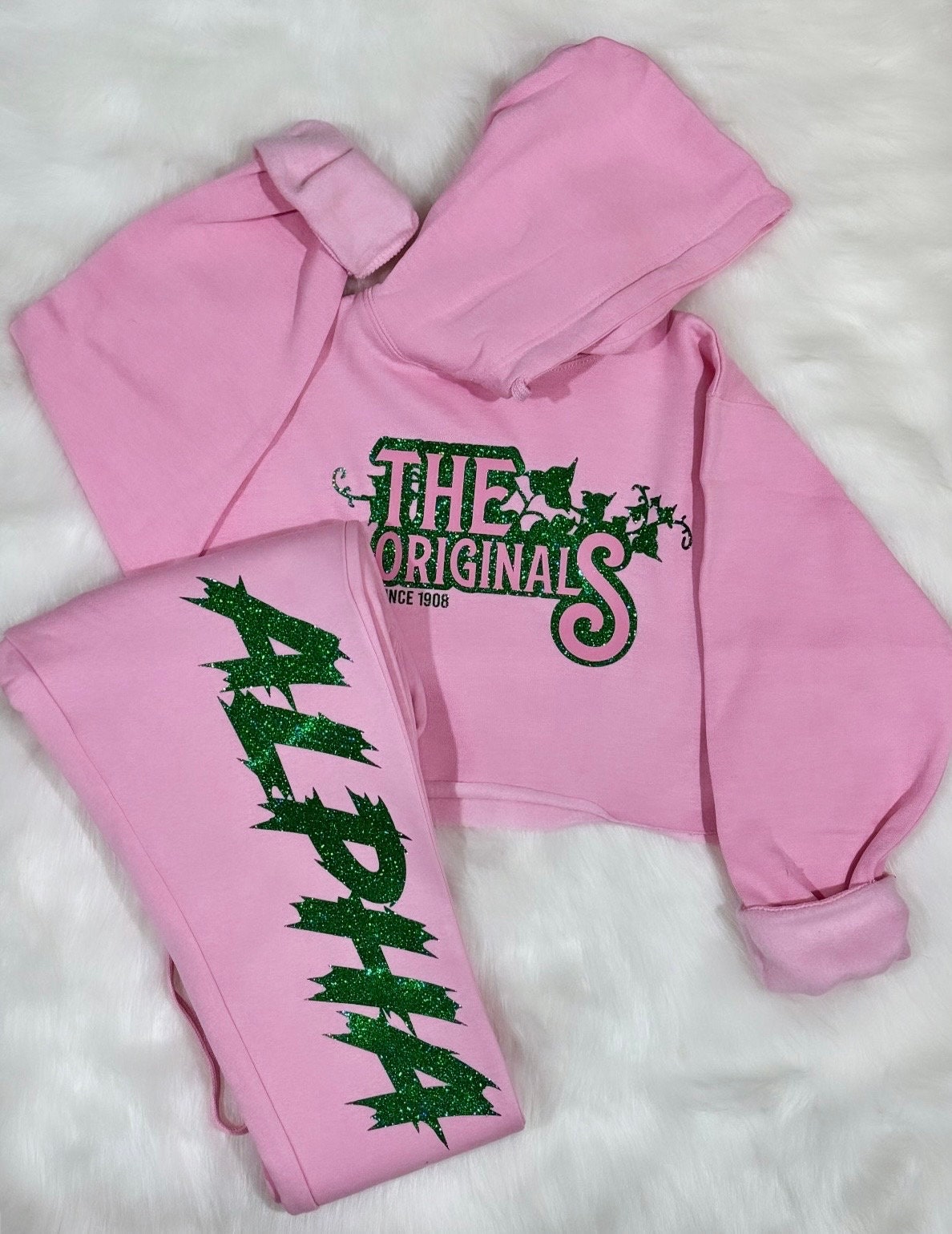 Alpha Kappa Alpha Sorority Gifts 1908 Sweatsuit AKA1908 Long Sleeve Crop Hoodie  Alpha Woman Joggers Sisterhood AKA Pink Green - Etsy