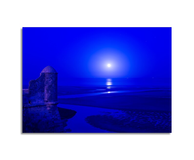 Algarve professional quality photographic print Full moon over the enchanting Cacela Velha Portugal