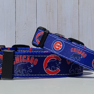 Chicago Cubs Baseball 5/8&quot;(w) & 1&quot;(w) Dog Collars available.