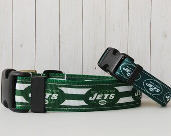 New York Jets Football 5/8"(w) & 1"(w) Dog Collars and Leashes sold individually