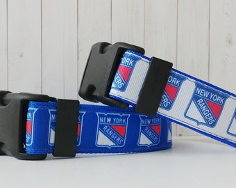 NY Rangers Hockey 1"(w) Dog Collars & Leashes sold individually and in sets.