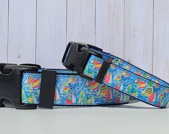 Colorful Sailboats 5/8"(w) & 1"(w) Collars, Harnesses and Leashes sold individually