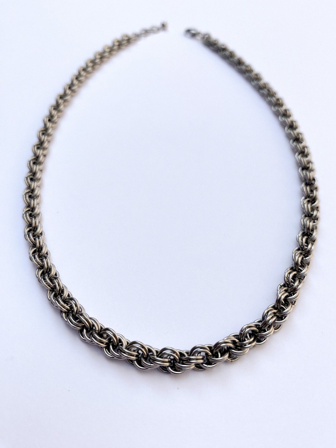 Stainless Steel Double Spiral Chainmaille Necklace - Etsy
