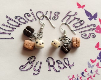 Polymer clay S’mores fish hook earrings