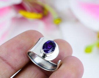 Vintage Natural Amethyst Ring, Gemstone Ring, Purple Band Ring, 925 Sterling Silver Jewelry, Birthday Gift, Ring For Daughter