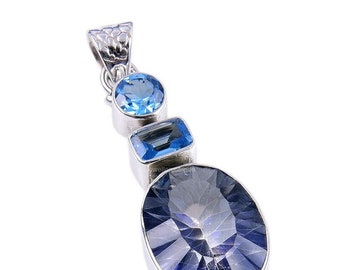 Elegant Mystic Topaz Pendant, Gemstone Pendant, Multi Color Pendant, 925 Sterling Silver Jewelry, Engagement Gift, Pendant For Love