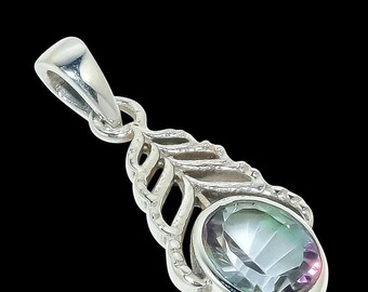 Valuable Mystic Topaz Pendant, Gemstone Pendant, Red Pendant, 925 Sterling Silver Jewelry, Wedding Gift, Pendant For Brides Maid