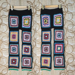 Granny Square Trousers Patchwork Trousers Hand Crochet Pants Unisex Knitted Pants Only One
