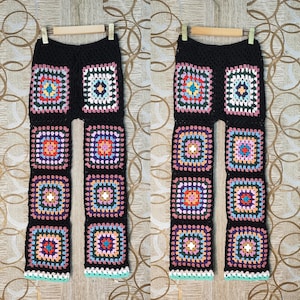 Granny Square Trousers Patchwork Trousers Hand Crochet Pants Unisex Knitted Pants Only One