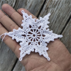 Crochet Snowflake Christmas Ornaments: White Cotton Xmas Decor, Set of 10