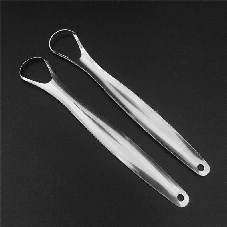 Adult Stainless Steel Tongue Scraper Cleaner Silver Rose Gold Etsy Canada