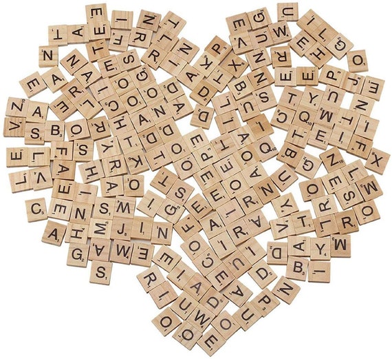 Goiio 100PCS Scrabble Letters DIY Making Scrabble Crossword Game,Wood Scrabble Tiles 
