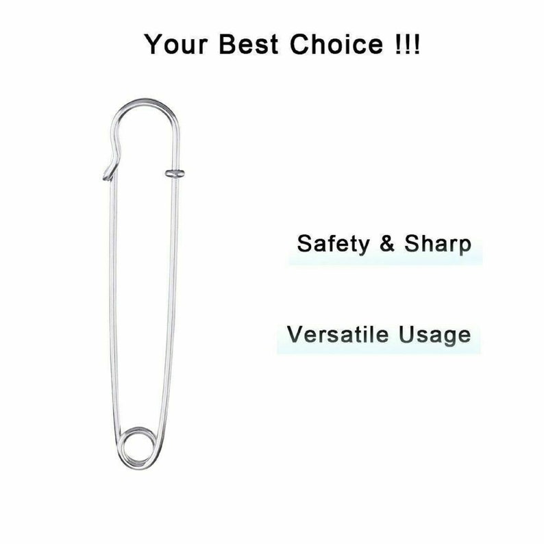 10Pcs Silver Safety Pins Heavy Duty Metal for Clothing DIY Crafts Dressmaking