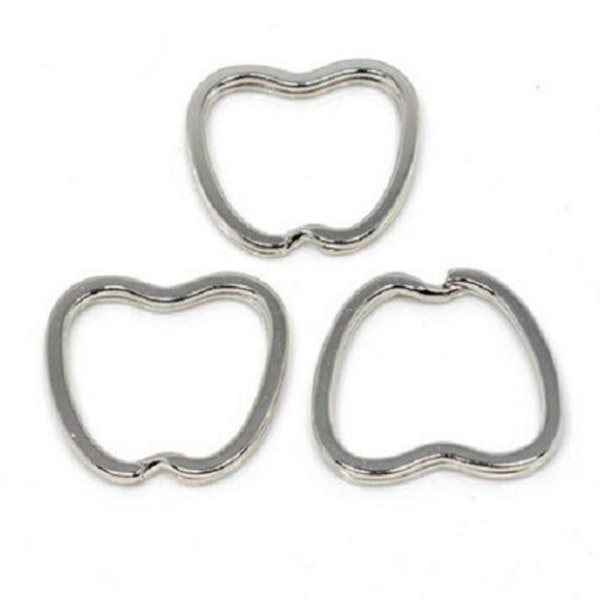 30mm Silver Apple Shaped Double Loop Split Rings Strong Connector Key Ring Keychain Use For Jewelry Making Art and Craft BDMS Collar