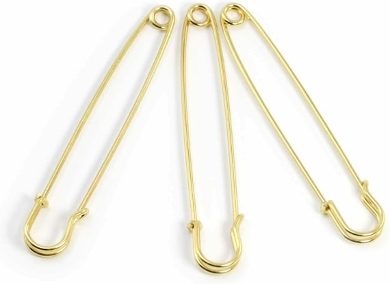 Premium Quality Gold Safety Pins Made from Hardened Steel Pin Wire in 8  Sizes