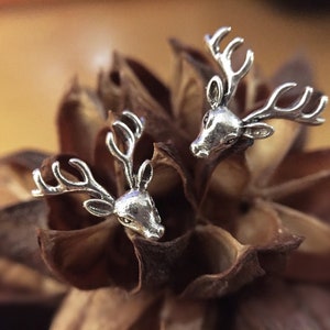 Deer Post Stud Earrings/Deer Earring/Deer antler cartilage stud/handcraft/Sterling silver