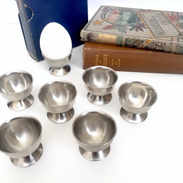 Denmark Egg Cups - Set of 3 - Danish Kitchen Decor - Denmark Stainless Steel Egg Cups Vintage Egg Cup Set - Mid Century Modern Metal Egg Cup