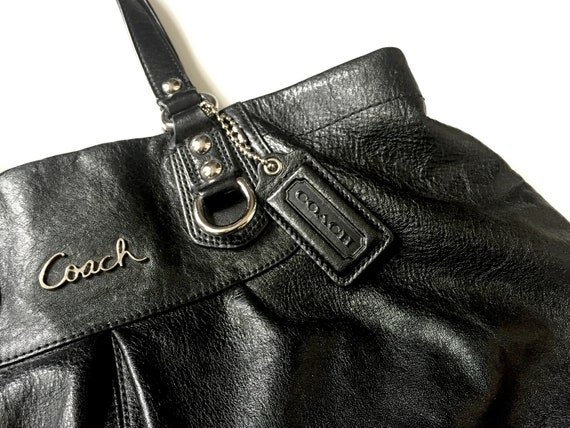 Vintage Coach Handbag - Black Leather Coach Tote B