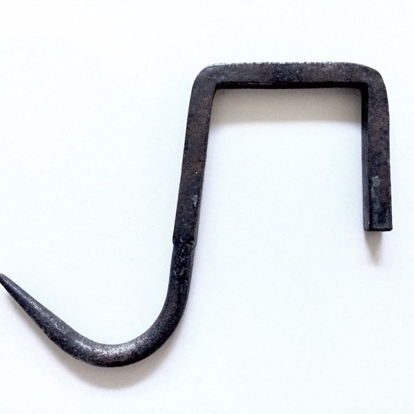 Antique Metal Hook - Hand Forged Wrought Iron Hook - Rustic Decor - Metal Hook - Garden Hook - Unique Hooks Metal - Over the Door Hook