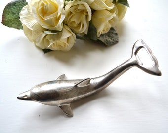 Silver Bottle Opener - Dolphin Figurine - Bottle Cap Opener - Beer Bottle Opener - Silver Dolphin Charm - Beach Wedding - Beach Decor