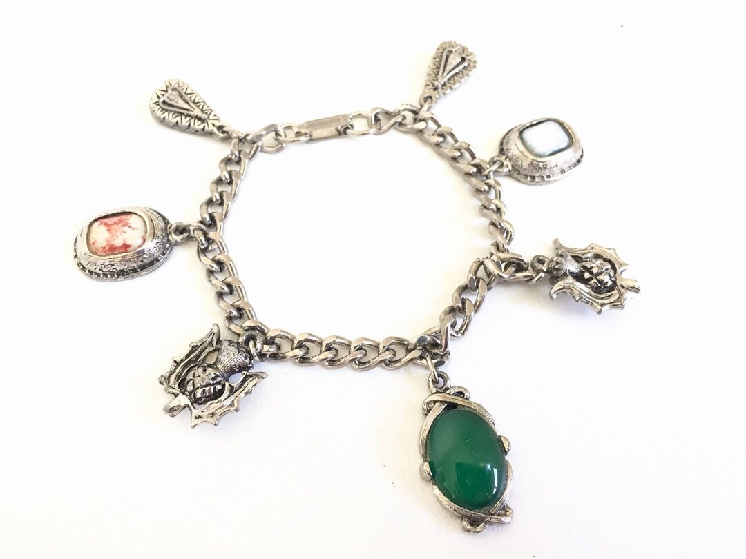 Scottish Charm Bracelet Scottish Thistle Charms Scottish Jewelry Silver