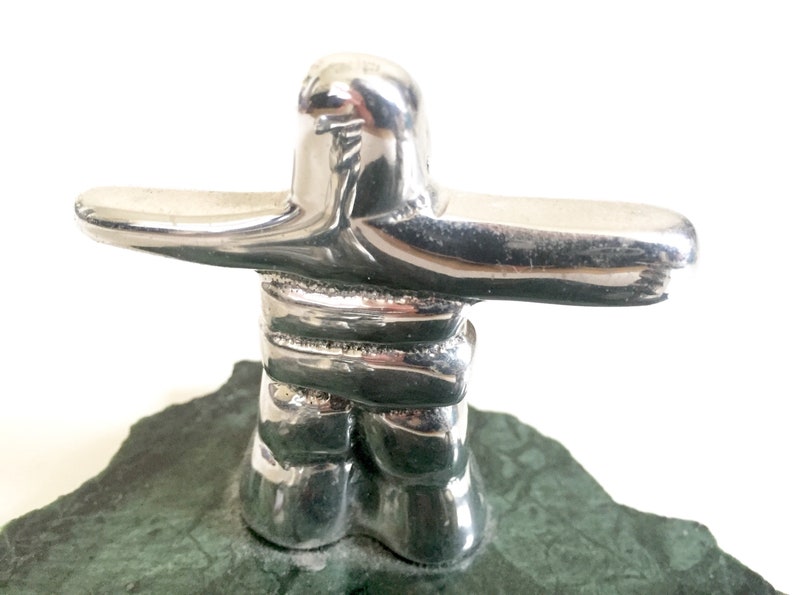 Vintage Hoselton Sculpture Hoselton Aluminum Sculpture Canadian Inukshuk Sculpture on Marble