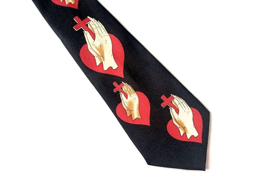 Religious Tie for Men Mens Ties Crucifix Prayer Mens Etsy