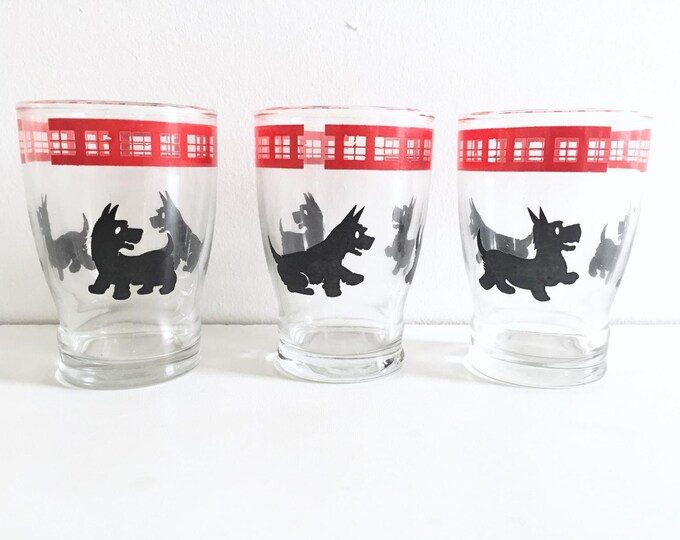 Vintage Juice Glasses Scottish Terrier Figurines Swanky Swig Glasses ...