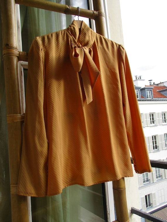 BOW TIE SILK shirt blouse 1990s original 100% pur