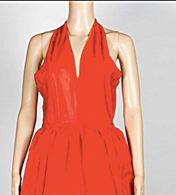BILL BLASS DRESS red balloon halterneck dress